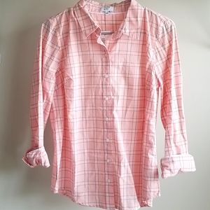 Crown & Ivy Pink and Green Button Down. NWT. S